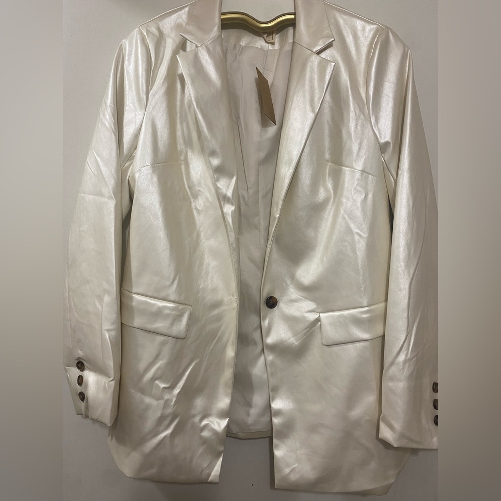Faux leather blazer